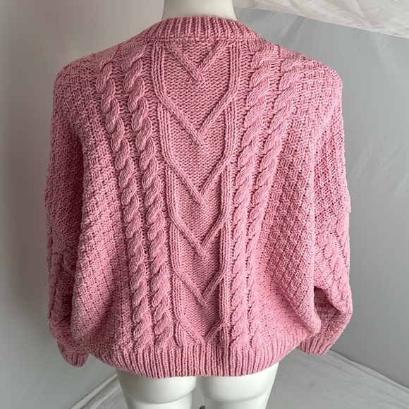 Fate pink chunky knit v-neck sweater - Picture 4 of 11